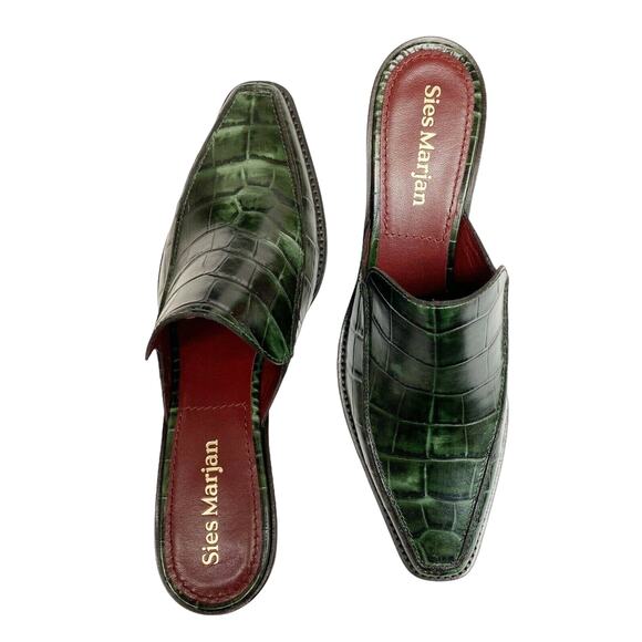 SIES MARJAN Heeled Mules Kaya Embossed Croco Mule Leather Italian Designer NIB - Picture 6 of 10